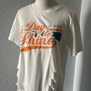 Cream graphic with side cut outs